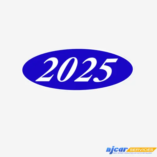 White & Blue Oval Year Model