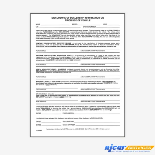 Prior Use Disclosure Form
