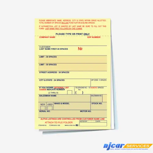 Vehicle Deal Envelope Label