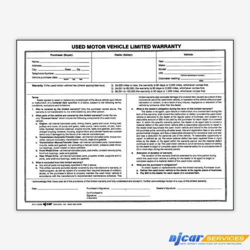 Used Motor Vehicle Limited Warranty