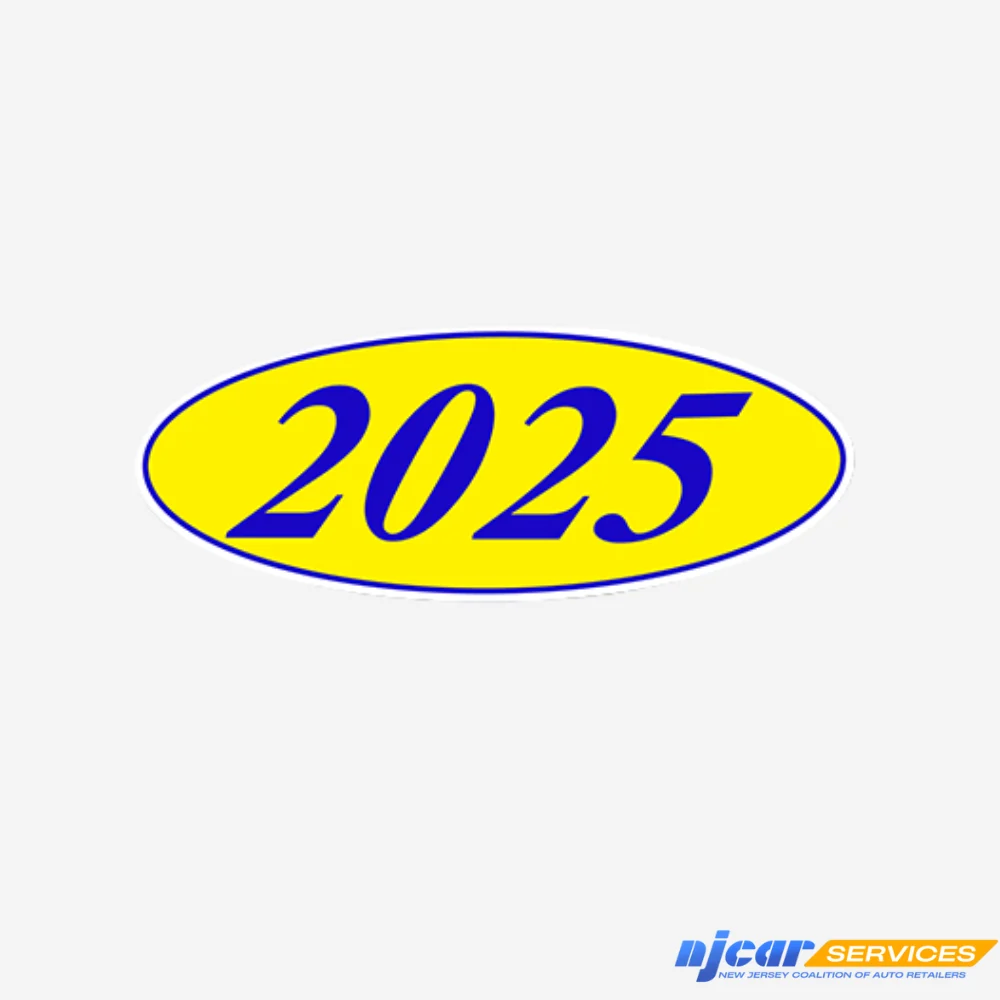 Blue & Yellow Oval Year Windshield Sign