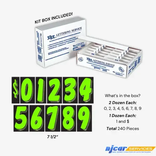 7 1/2" Chartreuse Numbers Starter Kit